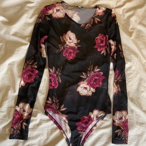 NWOT Sheer floral bodysuit